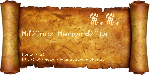 Müncz Margaréta névjegykártya